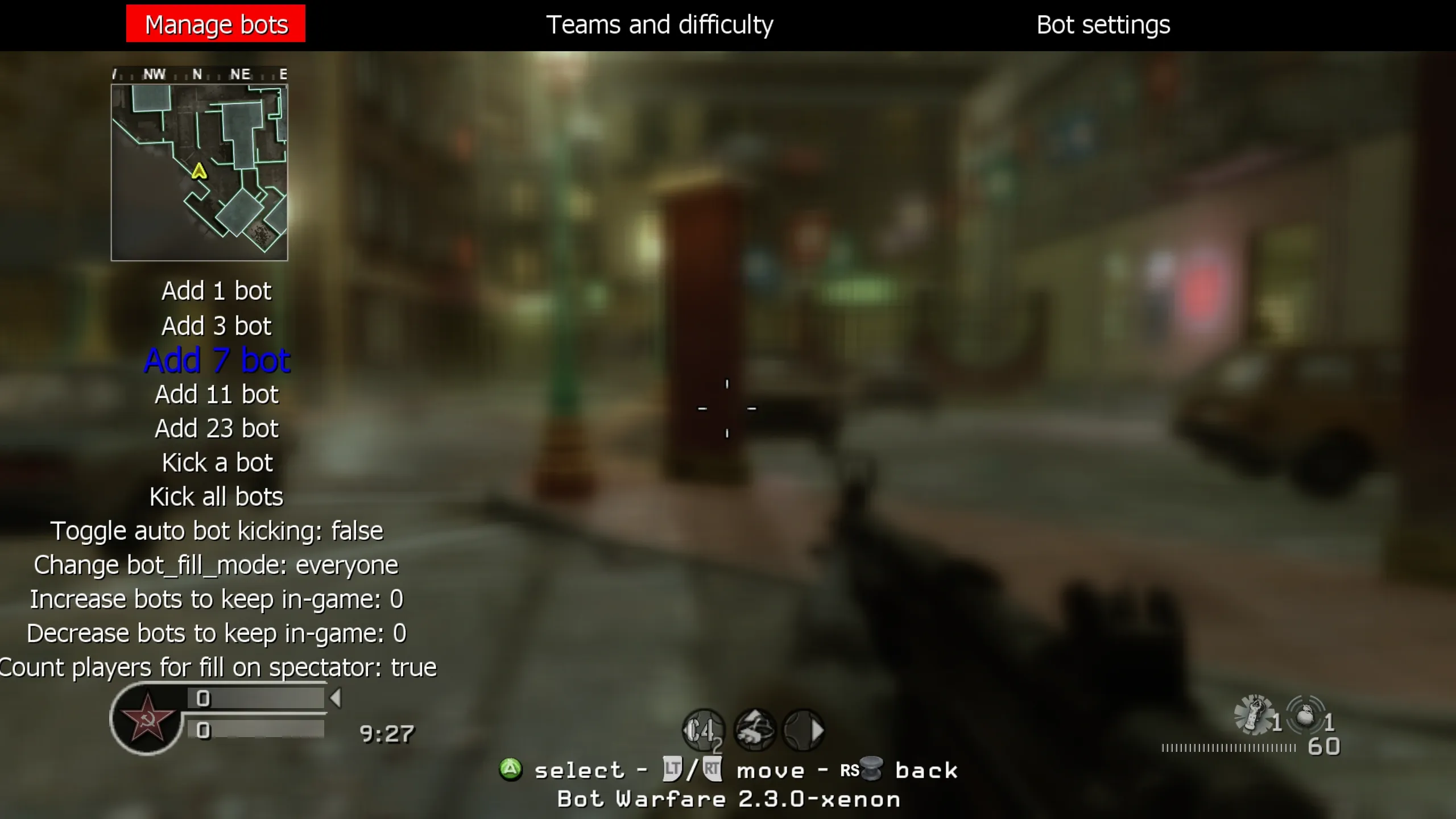Bot Warfare ingame menu