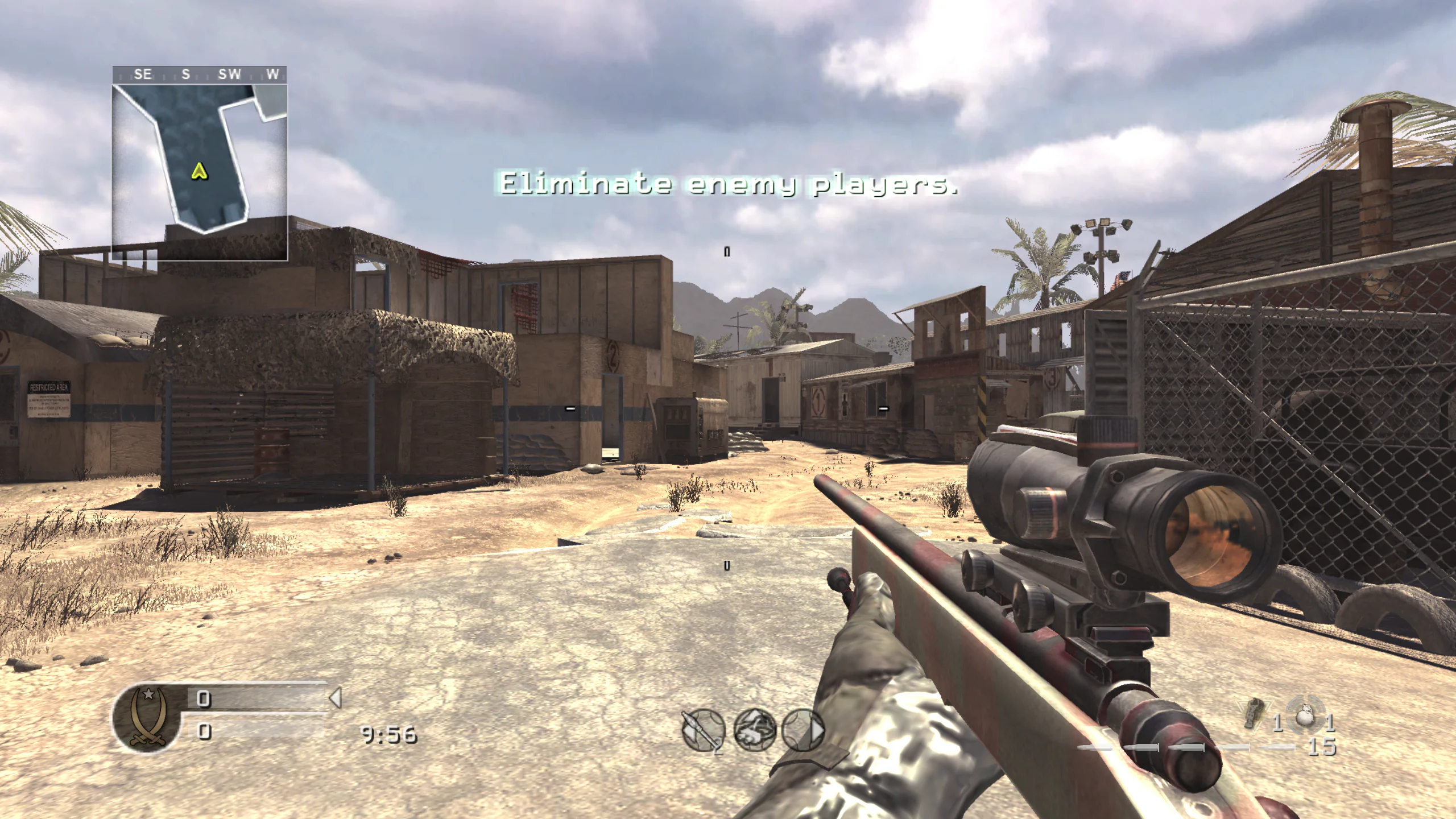 The mp_firingrange custom map running in Call of Duty 4 through CoD Xe